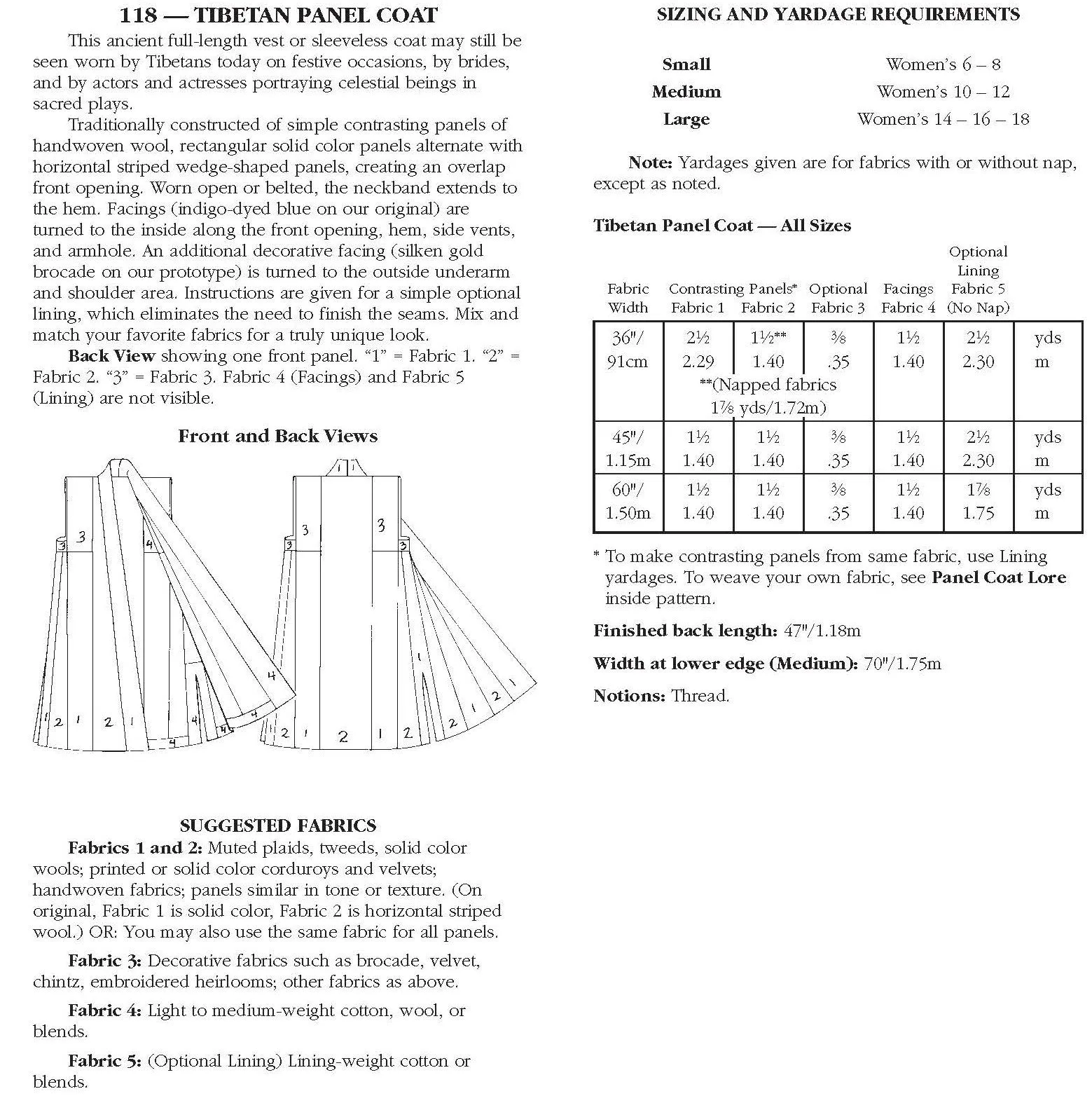 118 Tibetan Panel Coat - PDF