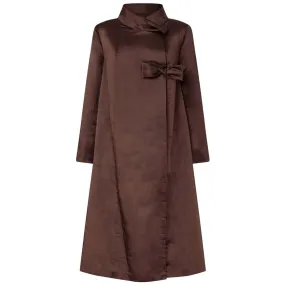 1950s Chocolate Brown Silk Swing Coat