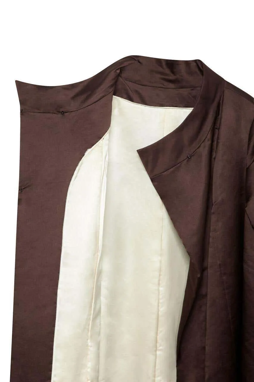 1950s Chocolate Brown Silk Swing Coat