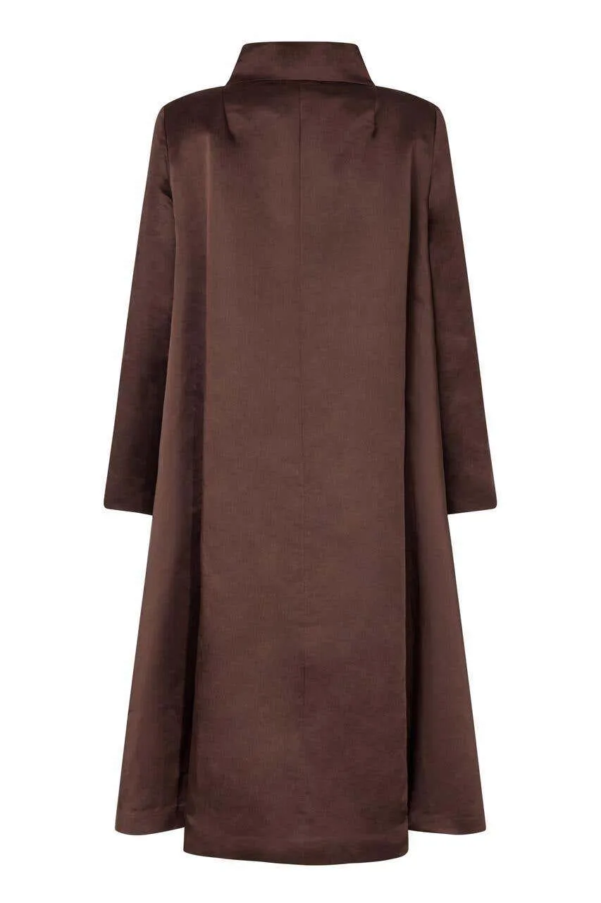 1950s Chocolate Brown Silk Swing Coat