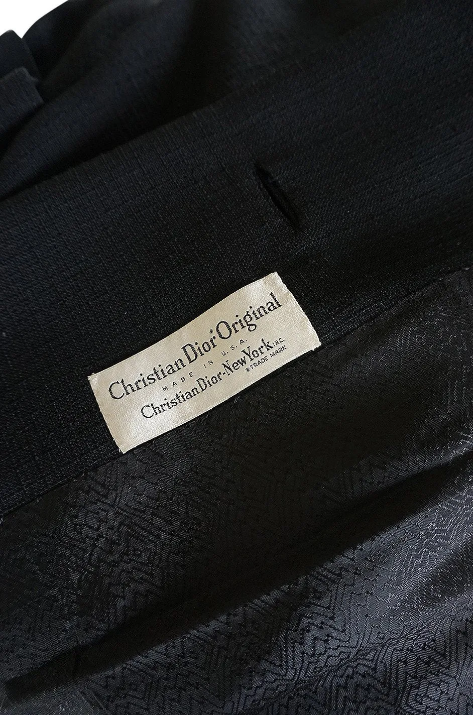 1950s Christian Dior Demi-Couture Simply Cut Black Textured Silk Coat