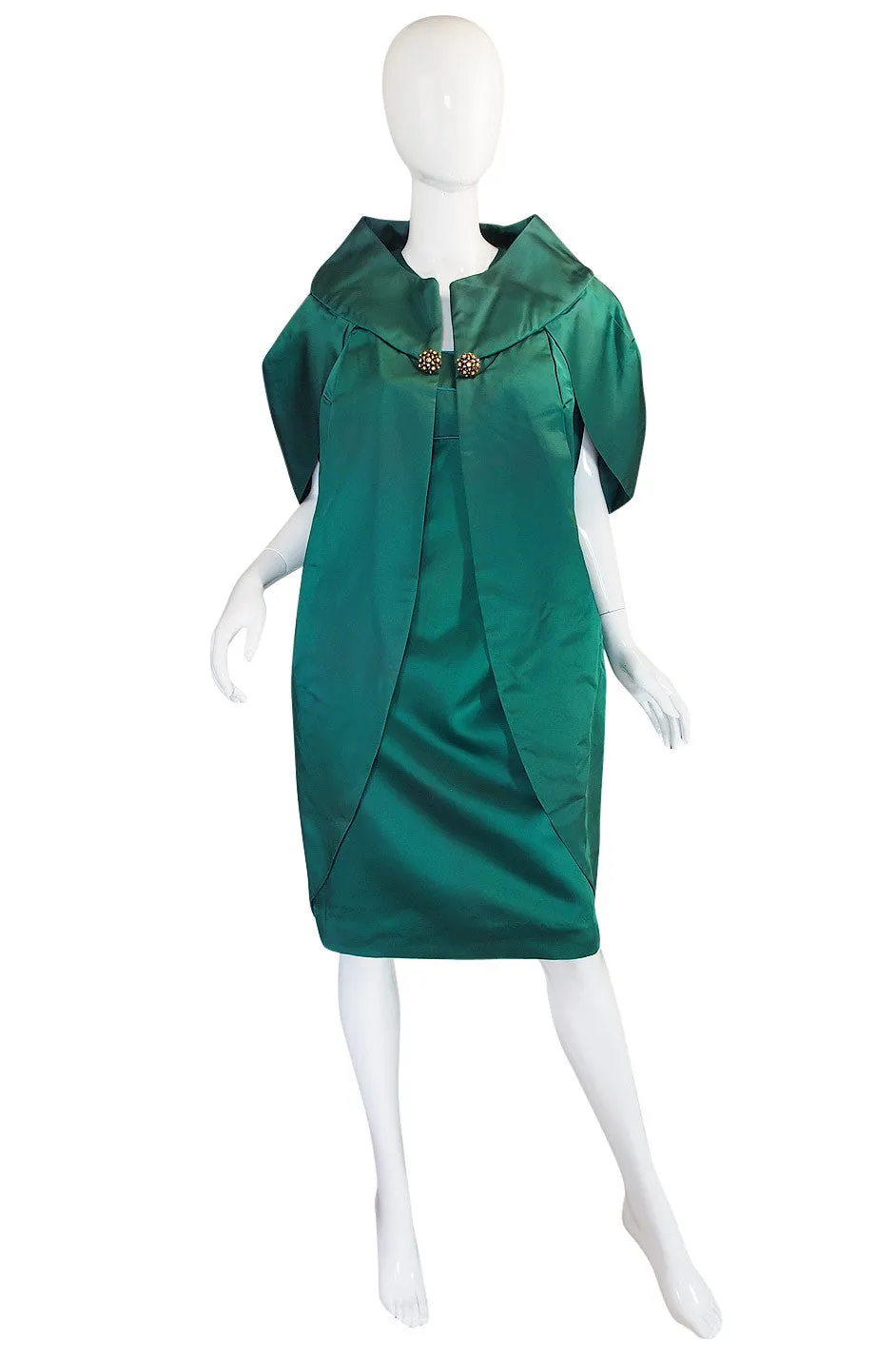 1950s Green Sculptural Lilli Diamond Dress & Jacket