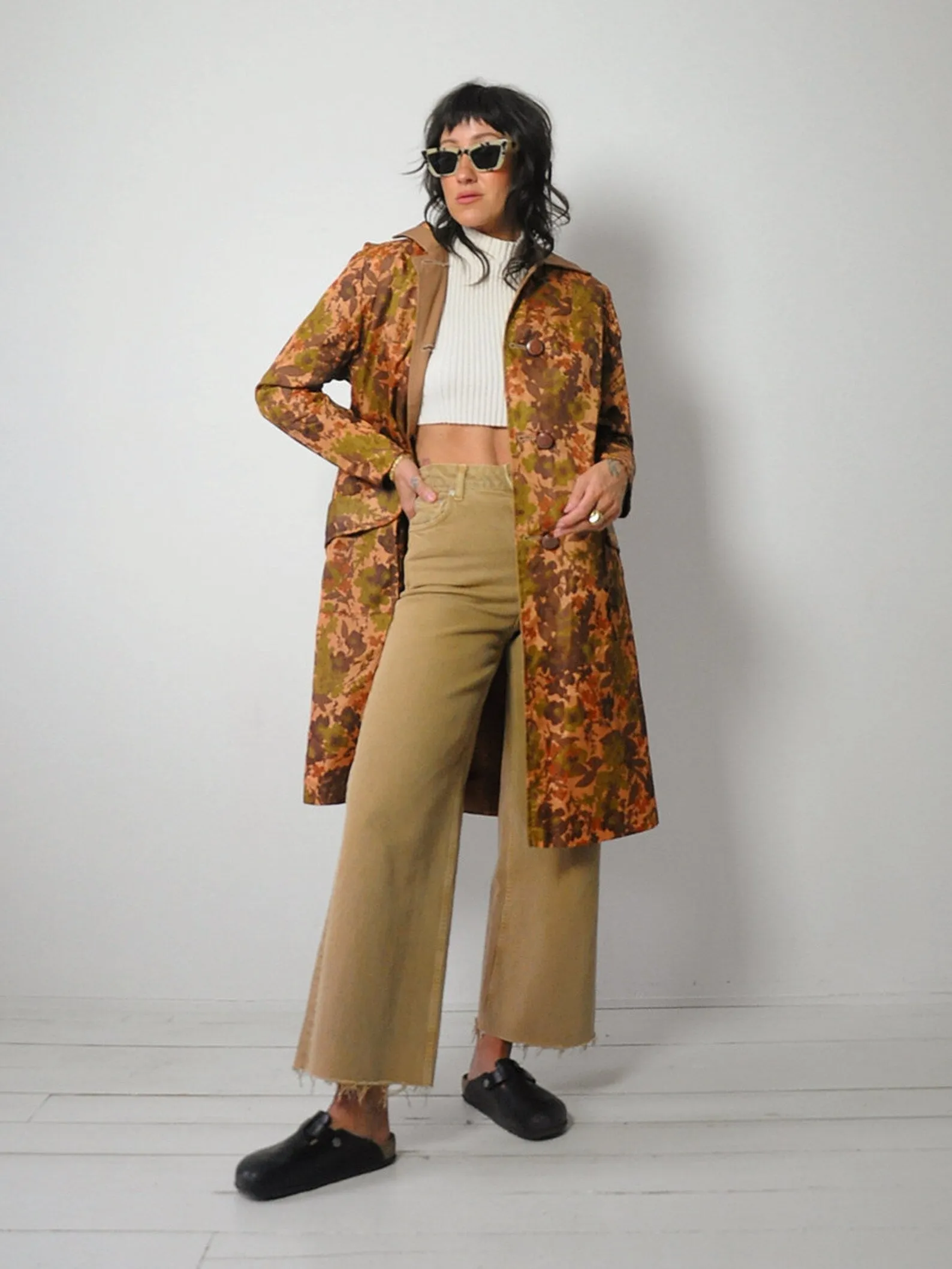 1960's Reversible Floral Trench Coat