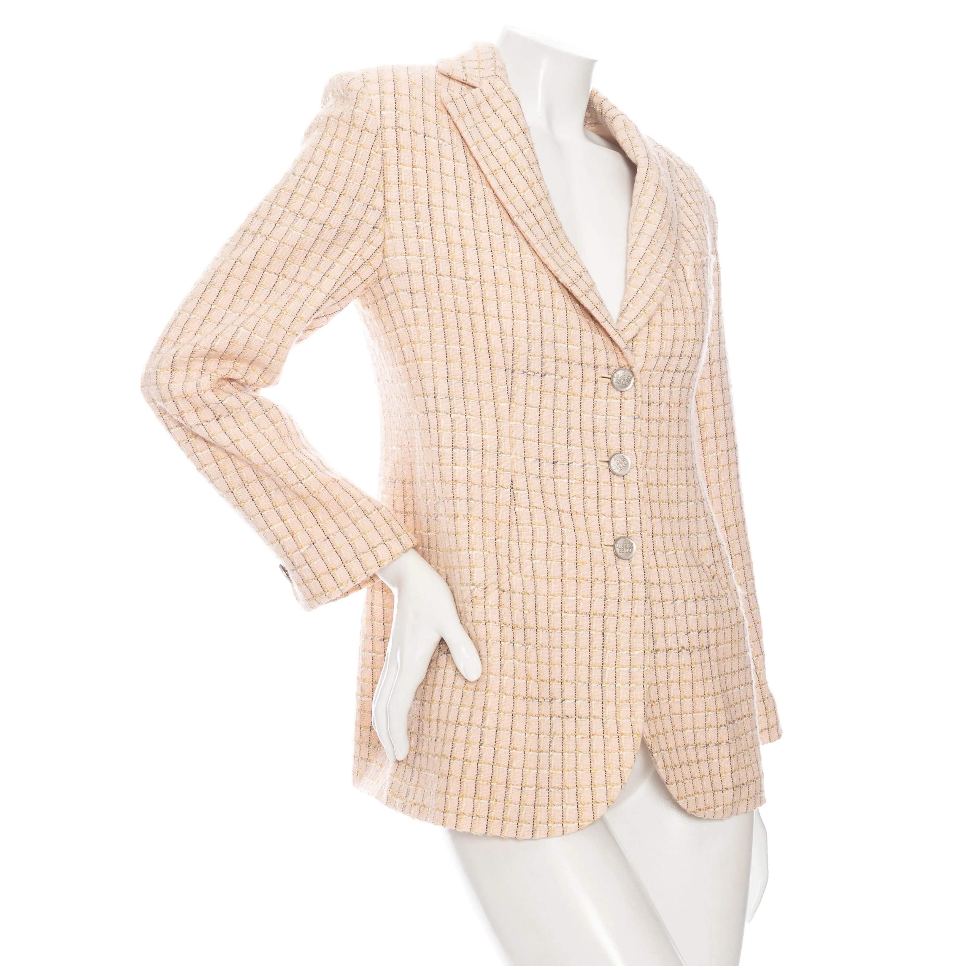 1998 Pink Wool-Blend Tweed Blazer