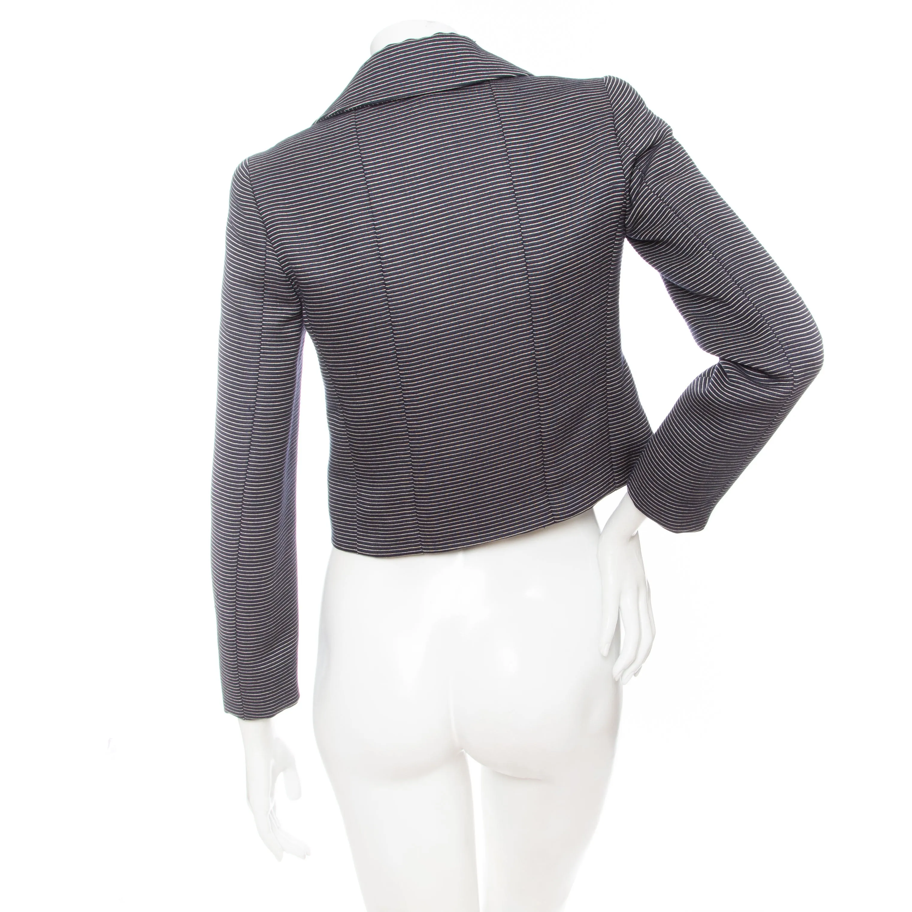 2001 Navy Blue Striped Wool-Silk Blazer