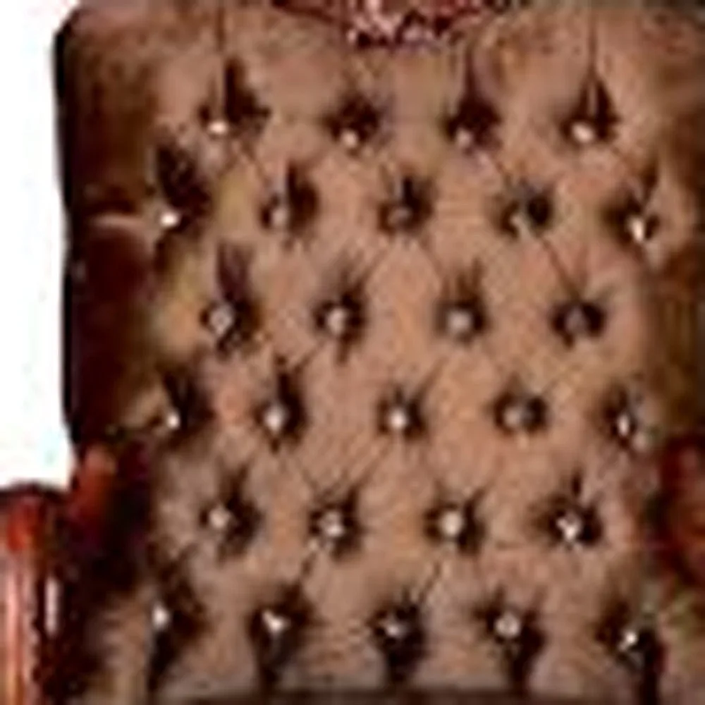 34 Golden Brown And Chocolate Velvet Tufted Chesterfield Chair