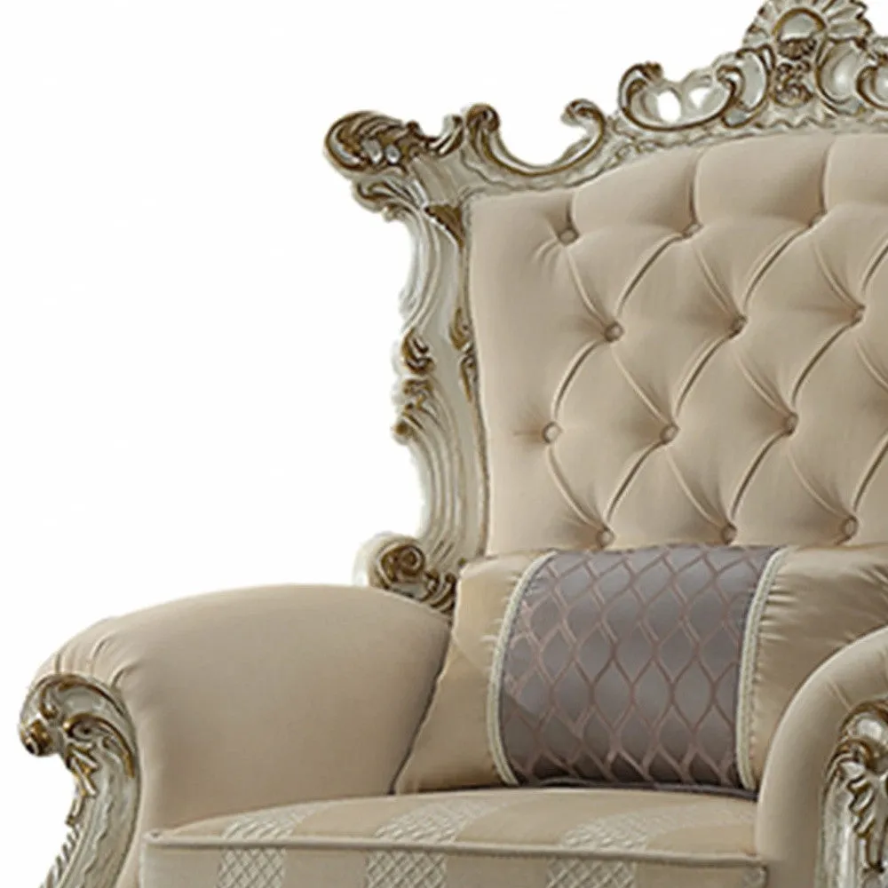 38 Pearl Fabric Striped Tufted Chesterfield Chair