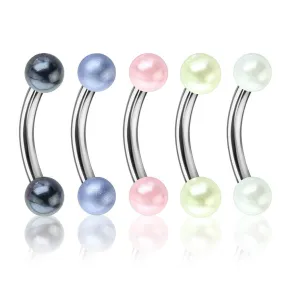 5 Pcs Value Pack Pearlish Coat Acrylic Balls 316L Surgical Steel WildKlass Eyebrow Curve Ring