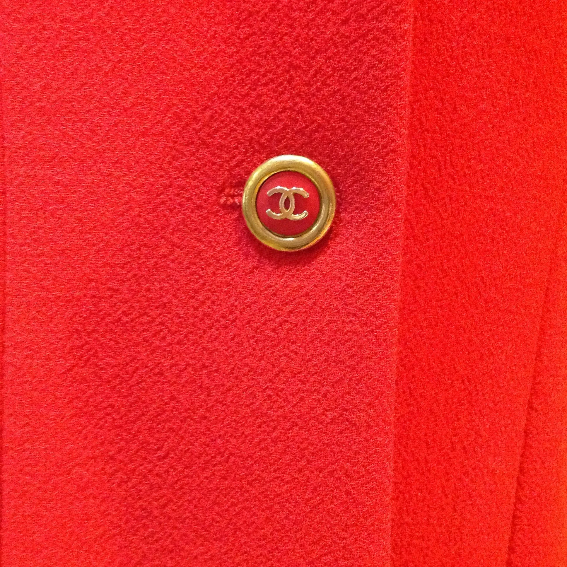 94A Fall Chanel Vintage Orange/Red Wool Dress Coat Blazer Jacket FR 36 US 4