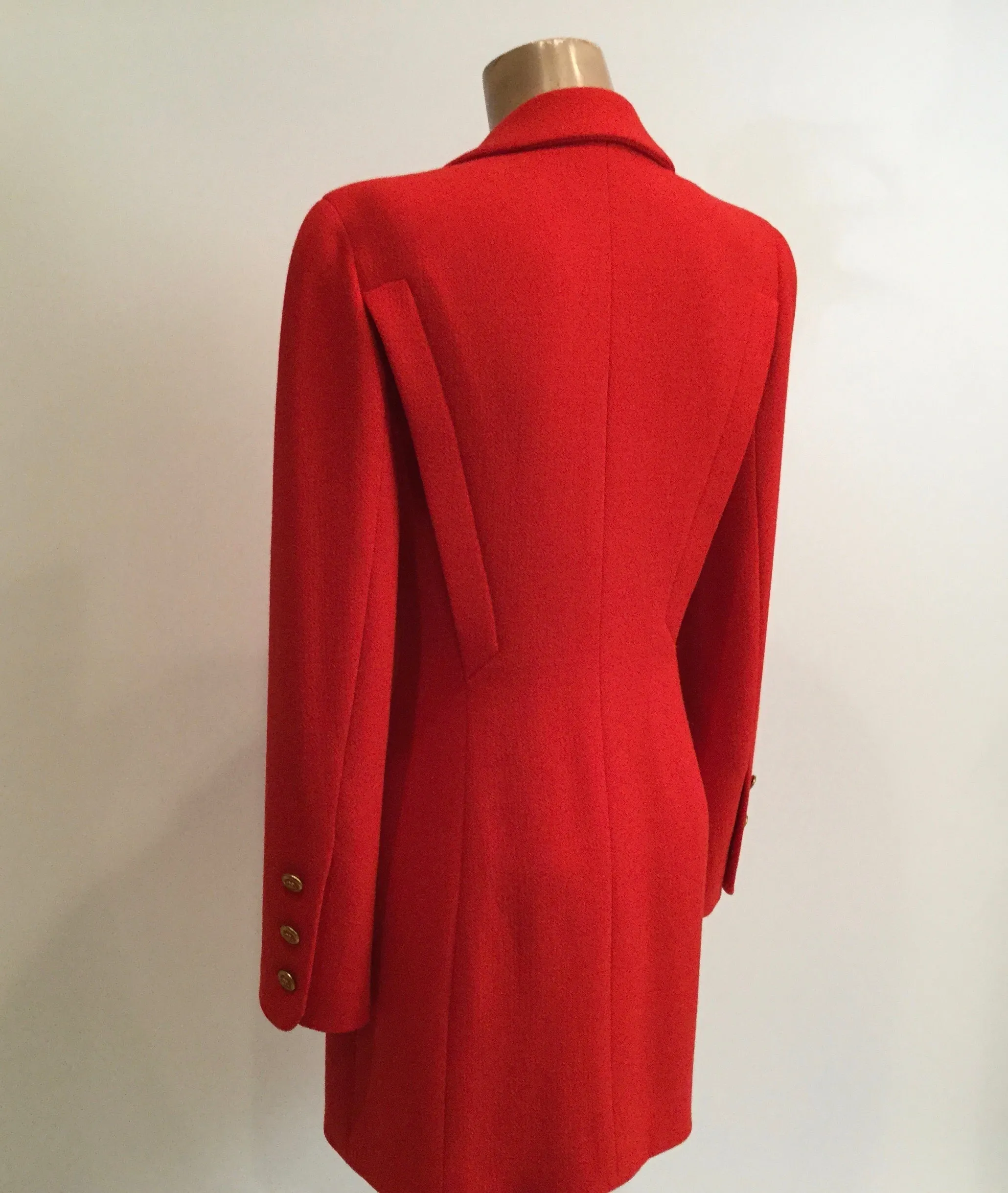 94A Fall Chanel Vintage Orange/Red Wool Dress Coat Blazer Jacket FR 36 US 4