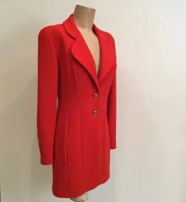 94A Fall Chanel Vintage Orange/Red Wool Dress Coat Blazer Jacket FR 36 US 4