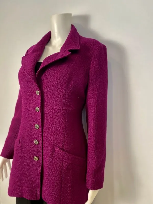 97A, 1997 Fall Chanel Vintage Merlot Jacket Blazer FR 40 US 4