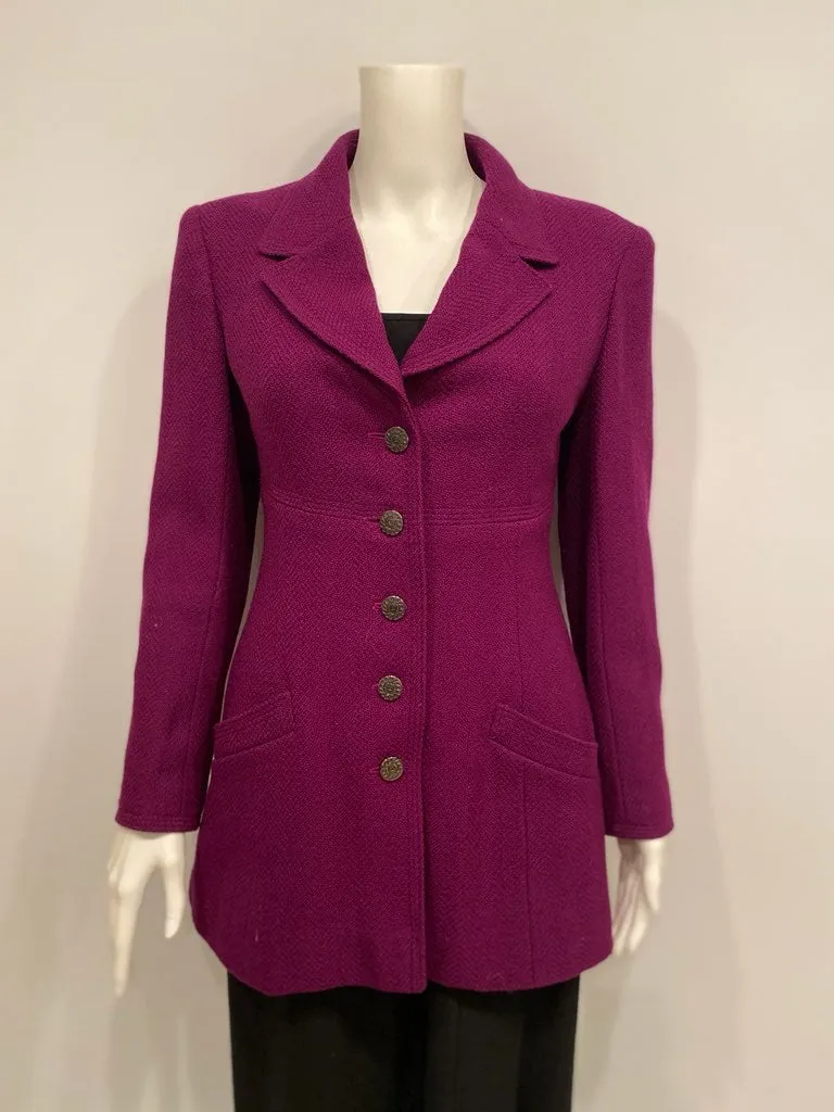 97A, 1997 Fall Chanel Vintage Merlot Jacket Blazer FR 40 US 4