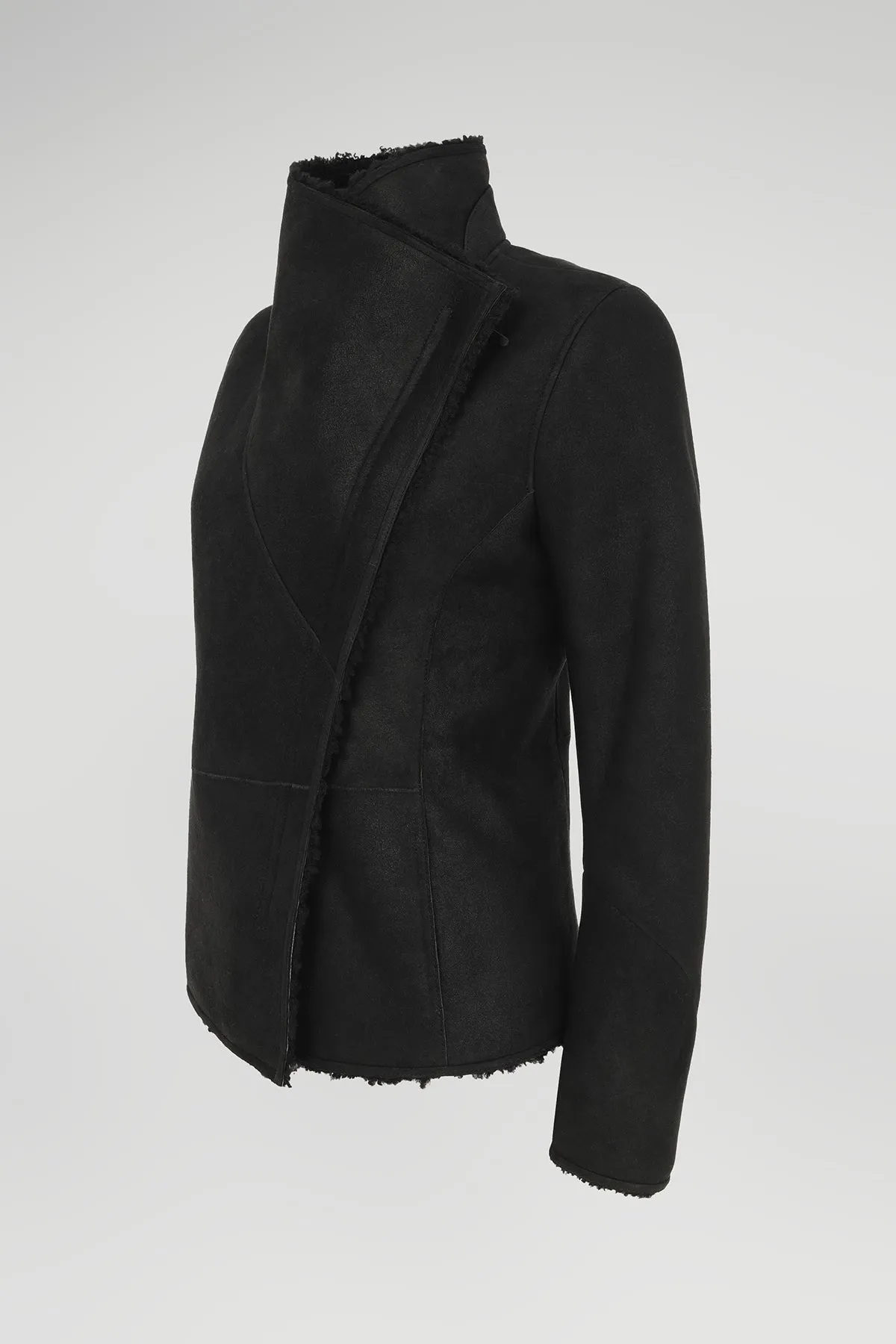 Agnes - Black Shearling Jacket