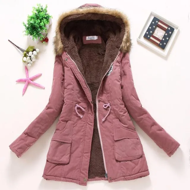 Ailegogo New Autumn Winter Women Cotton Jacket Padded Casual Slim Coat Emboridery Hooded Parkas Size 3XL Wadded Overcoat