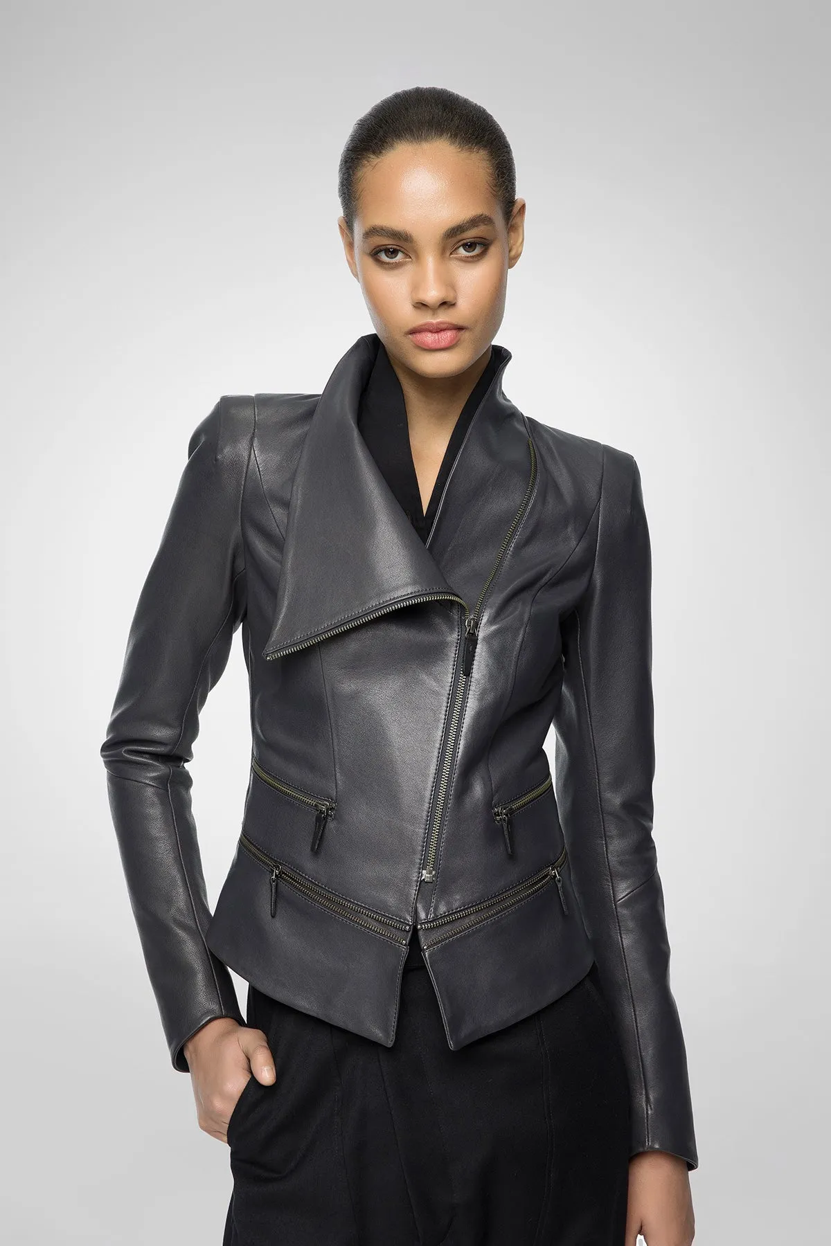 Alice - Anthracite Leather Jacket