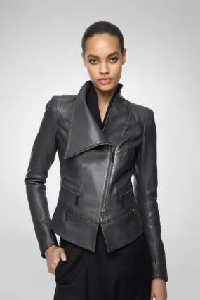 Alice - Anthracite Leather Jacket