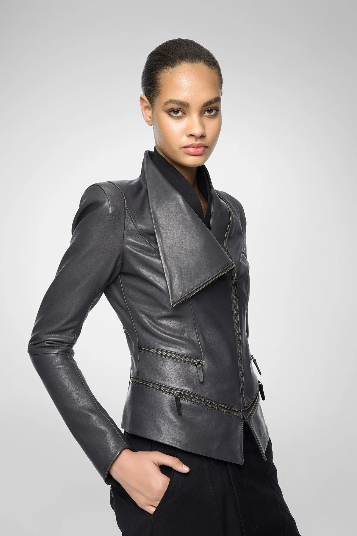 Alice - Anthracite Leather Jacket