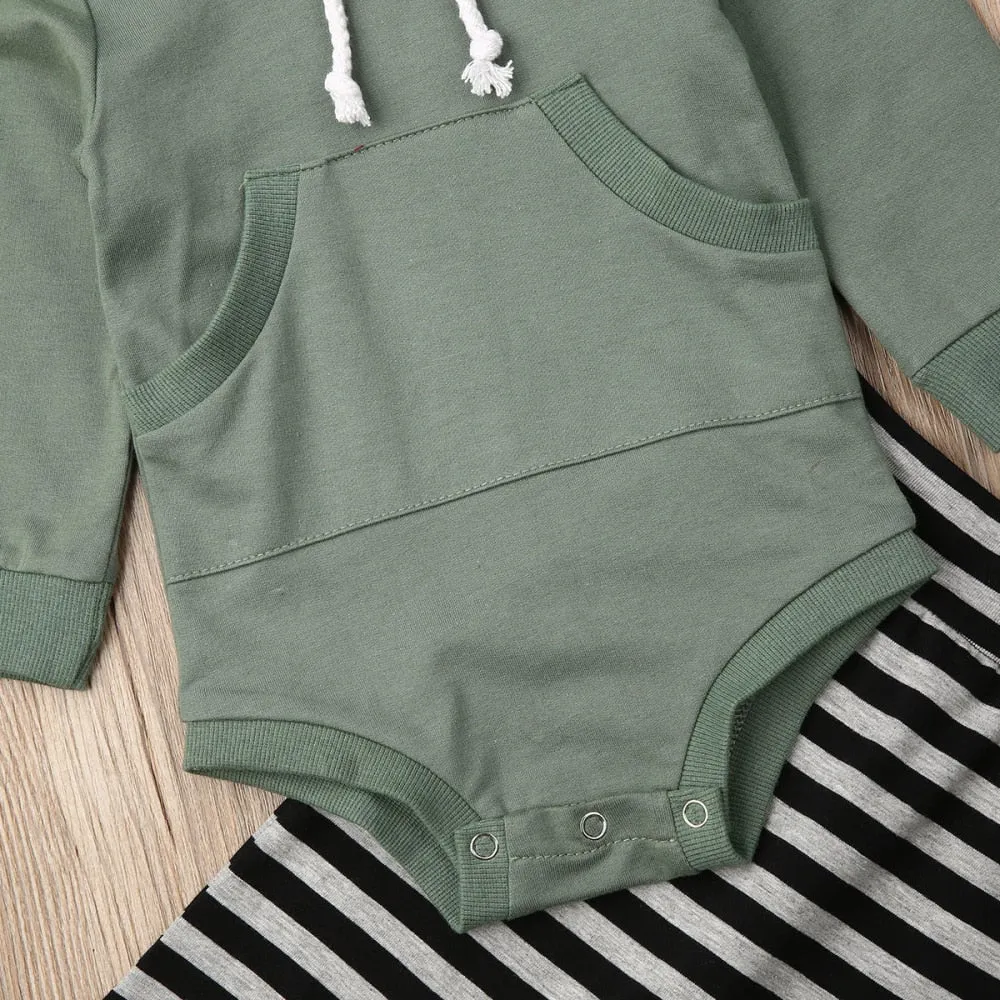 Baby Boy Hoodie and Pants Set with Adorable Stripes