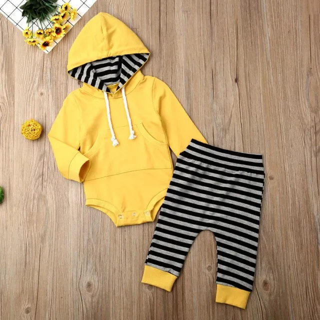 Baby Boy Hoodie and Pants Set with Adorable Stripes