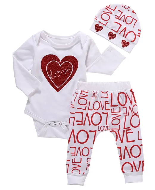 Baby Girl Outfit Winter Fall Leggings Headband Gold Hearts Pants