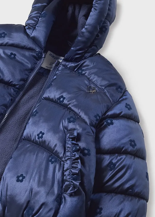 Baby Girls Hooded Print Puffer Coat | Ink Navy