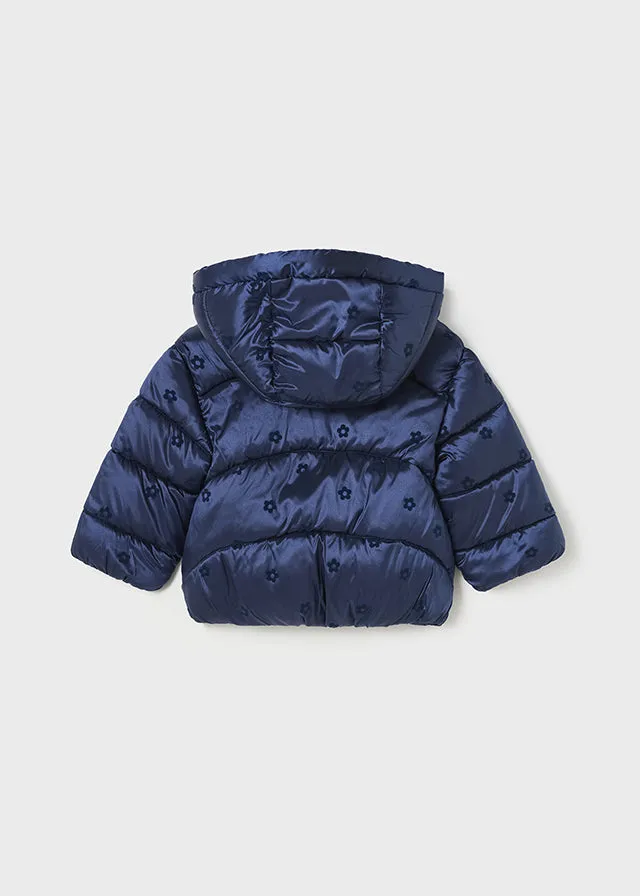 Baby Girls Hooded Print Puffer Coat | Ink Navy