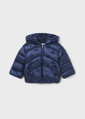 Baby Girls Hooded Print Puffer Coat | Ink Navy