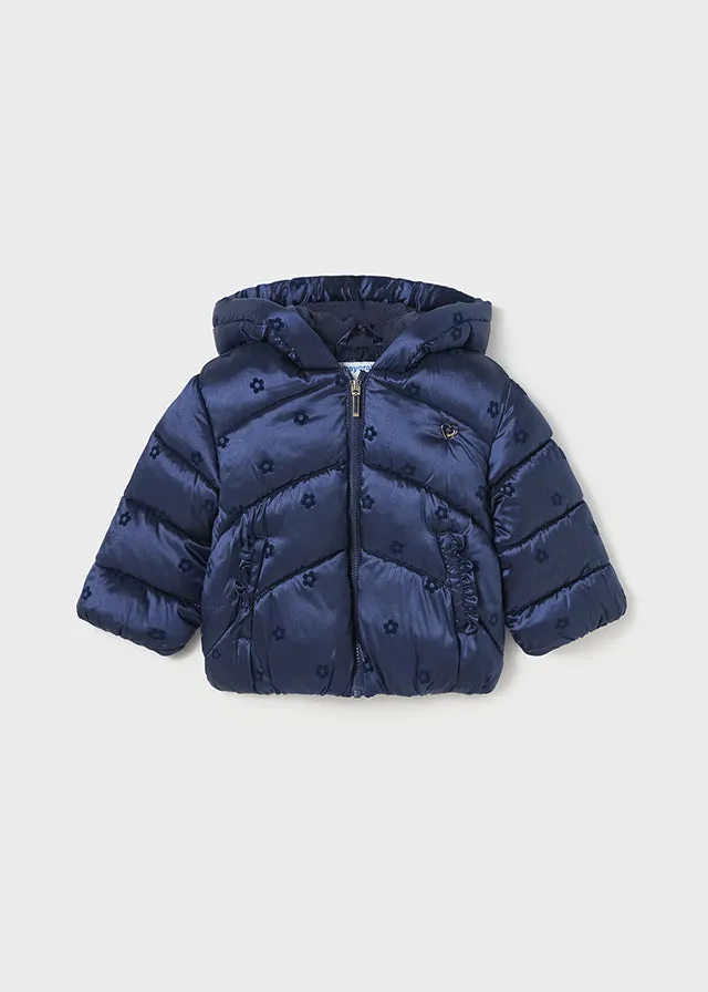 Baby Girls Hooded Print Puffer Coat | Ink Navy