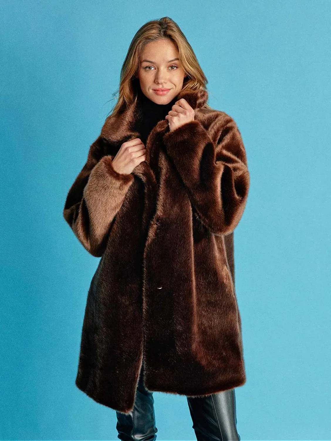 Babylone Vegan Fur Coat | Chocolate