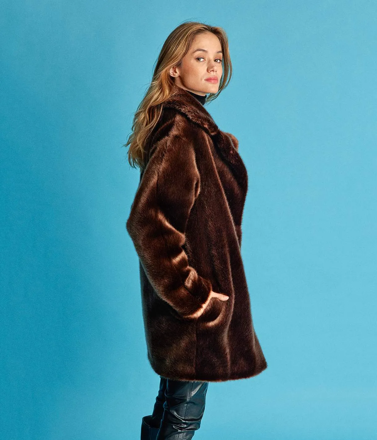 Babylone Vegan Fur Coat | Chocolate