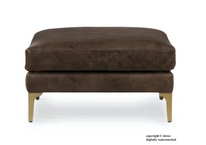 Bailey Leather Footstool Ottoman - Dark Brown