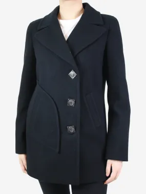 Black jewel detail button wool coat - size FR 40