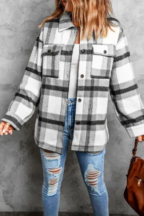 Black Plaid Print Shacket