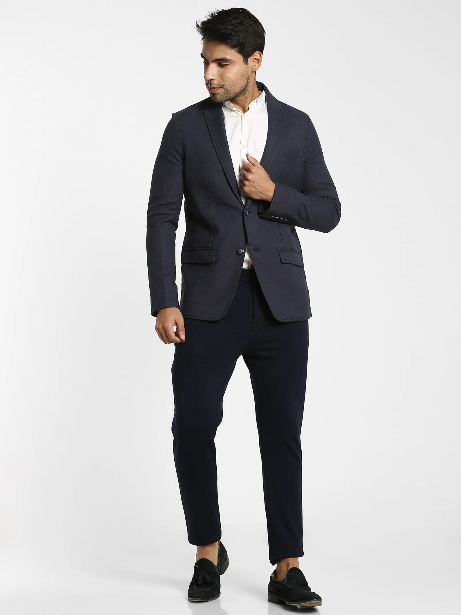 Black Solid Stretch Blazer