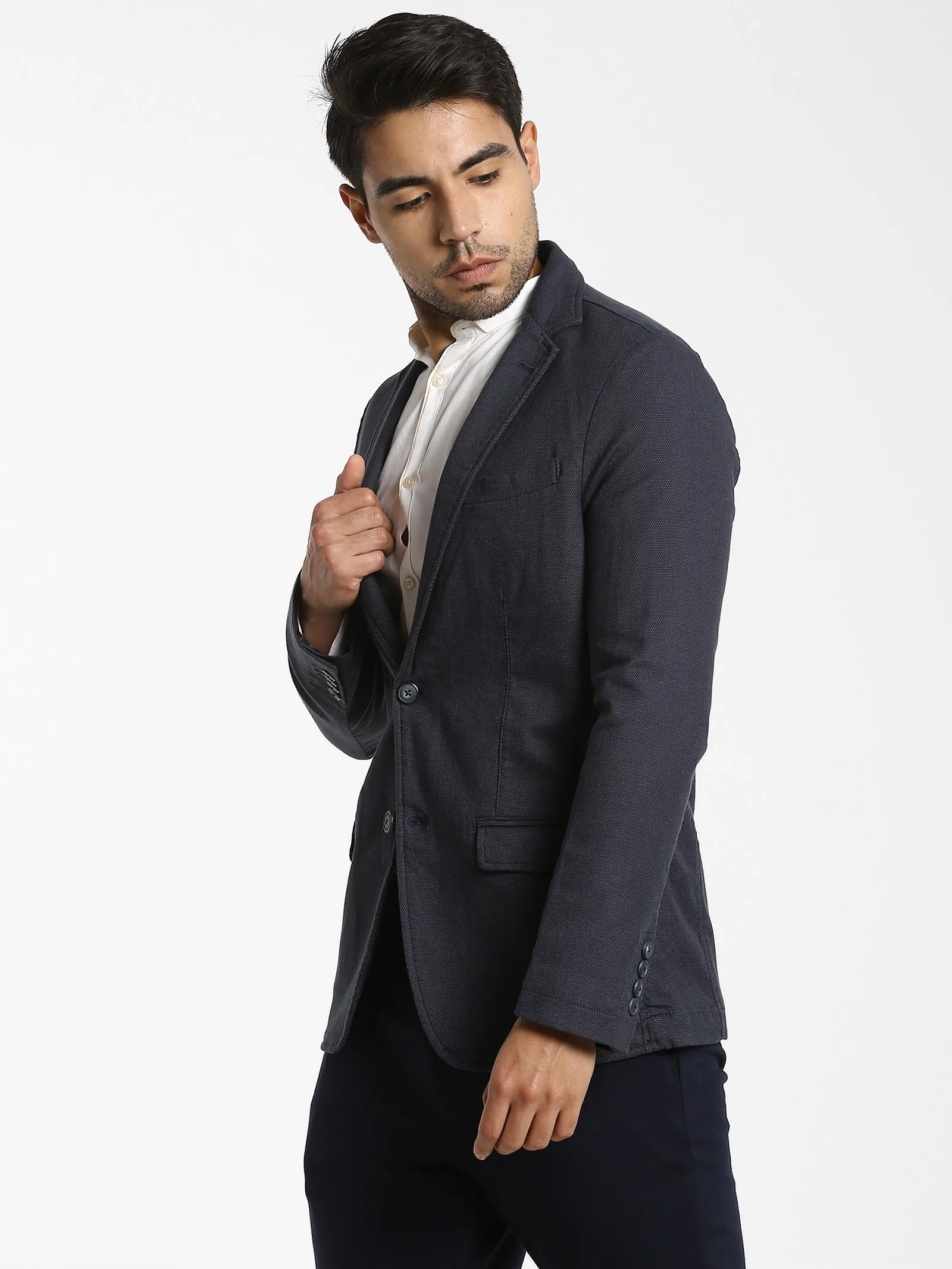 Black Solid Stretch Blazer