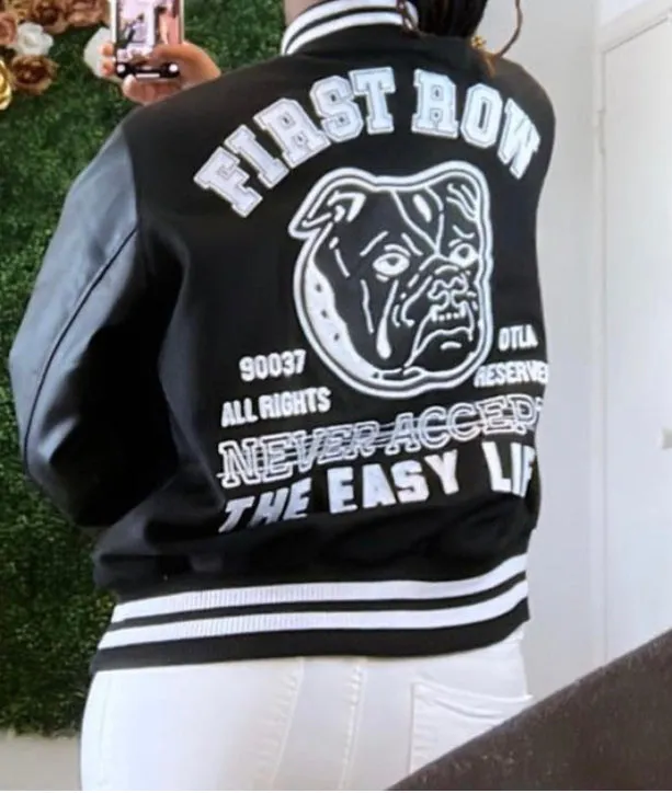 Black unisex varsity jacket