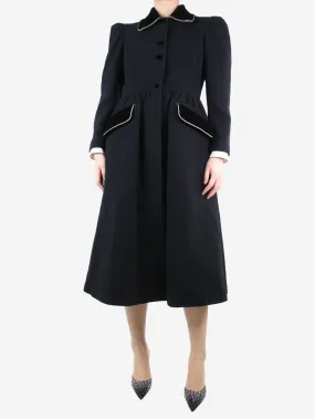 Black wool buttoned coat - size UK 10