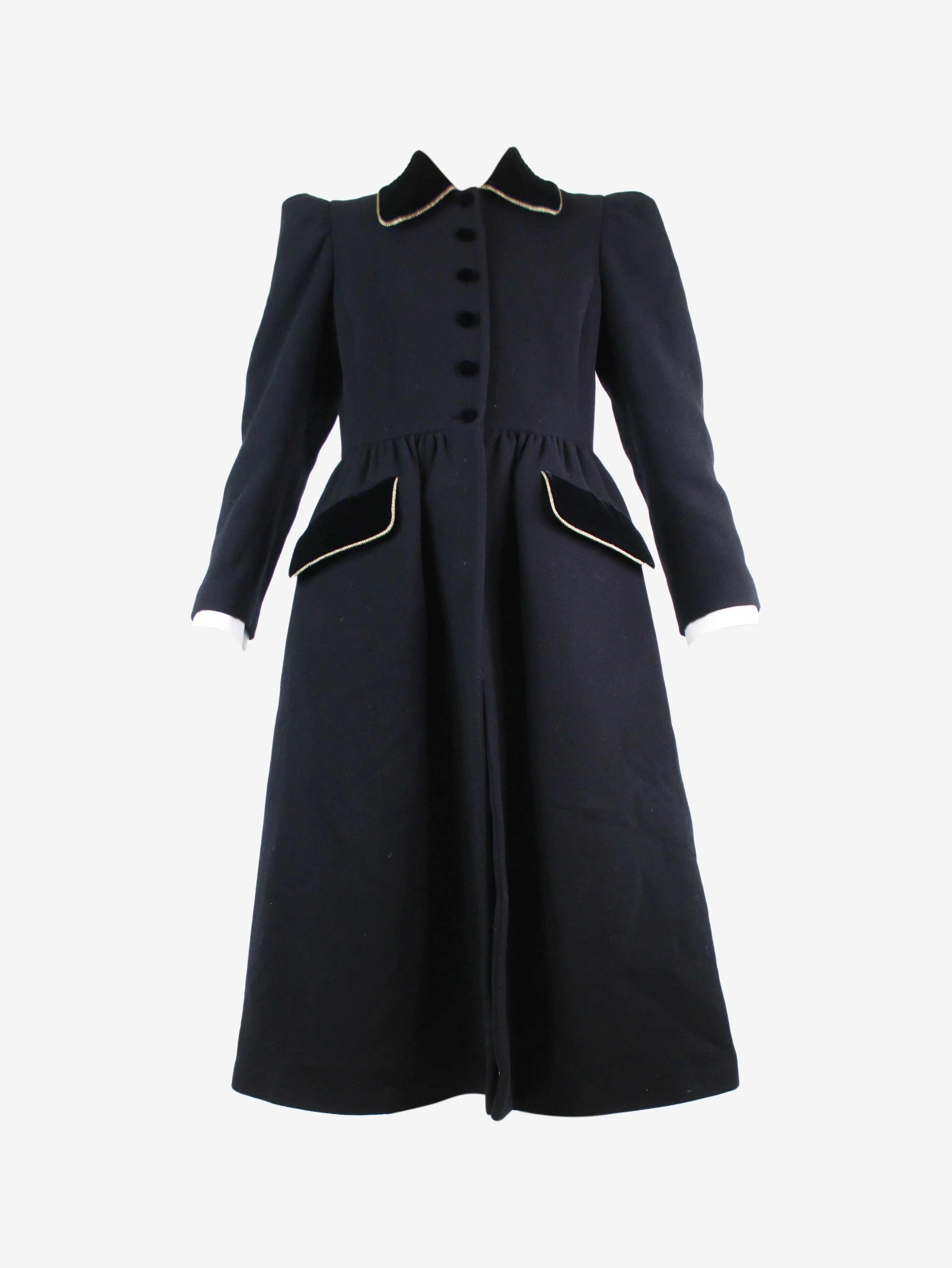 Black wool buttoned coat - size UK 10