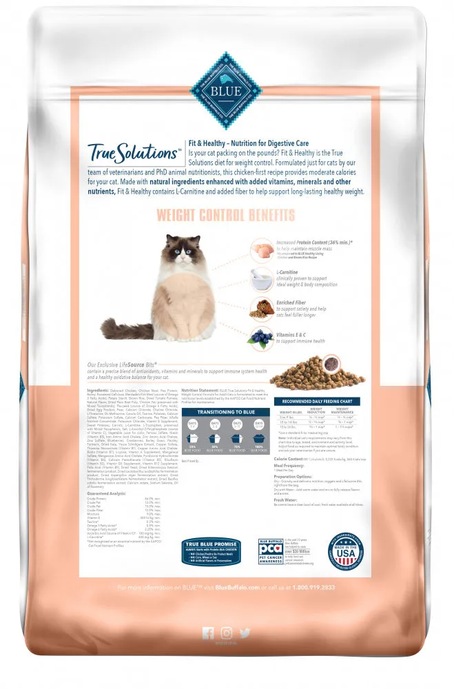 Blue Buffalo True Solutions Fit & Healthy Natural Weight Control Chicken Recipe Adult Dry Cat Food