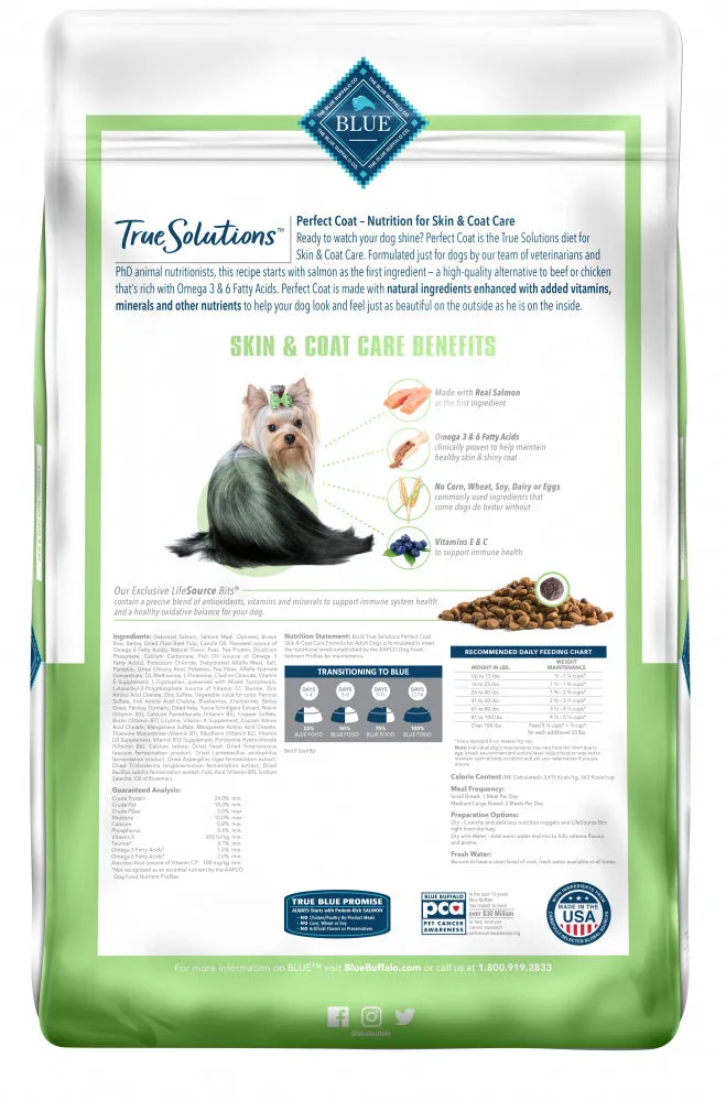 Blue Buffalo True Solutions Perfect Coat Natural Skin & Coat Care Salmon Recipe Adult Dry Dog Food