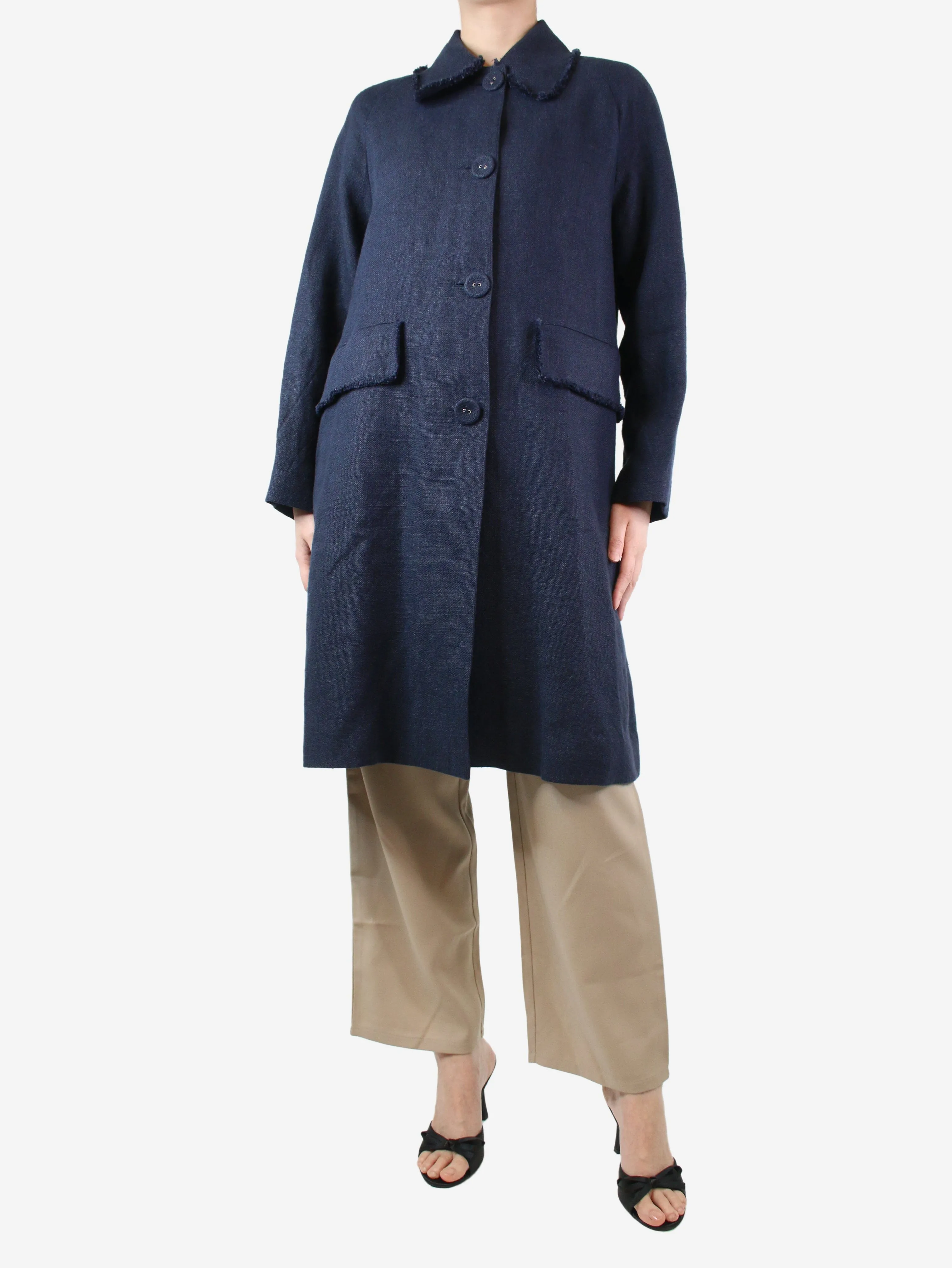 Blue linen buttoned coat - size UK 12