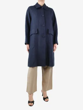 Blue linen buttoned coat - size UK 12