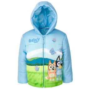 Bluey Zip Up Winter Coat Puffer Jacket