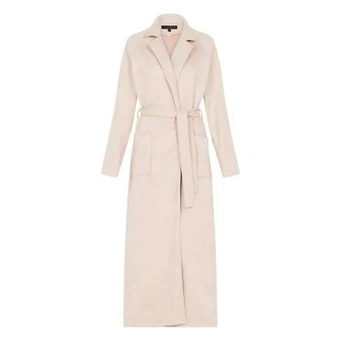 Blush Suede Maxi Coat