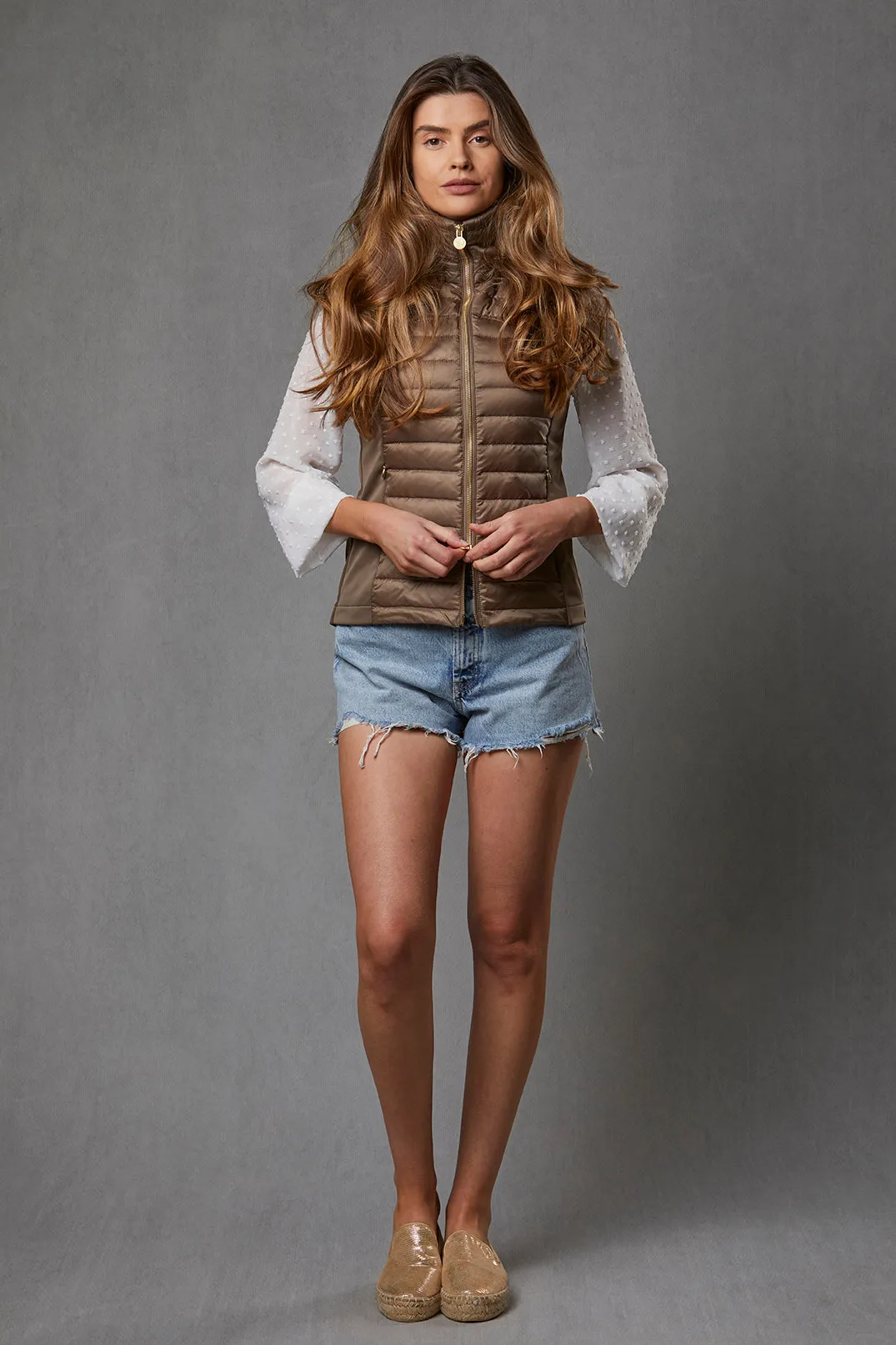 Bronze Puffer Gilet - Luxe Faux Fur Collar - 60% OFF