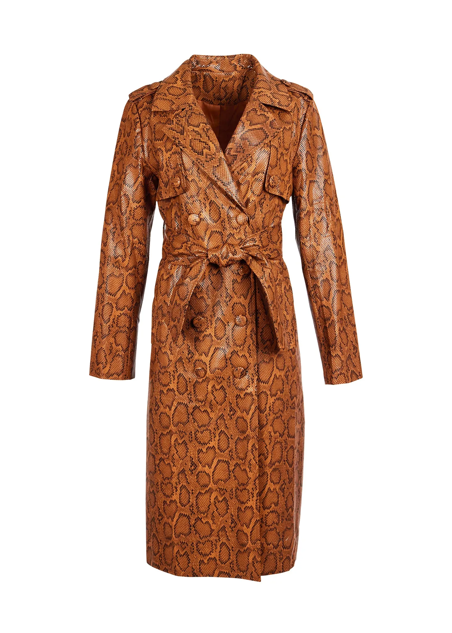 Brown Snakeskin Trench Coat