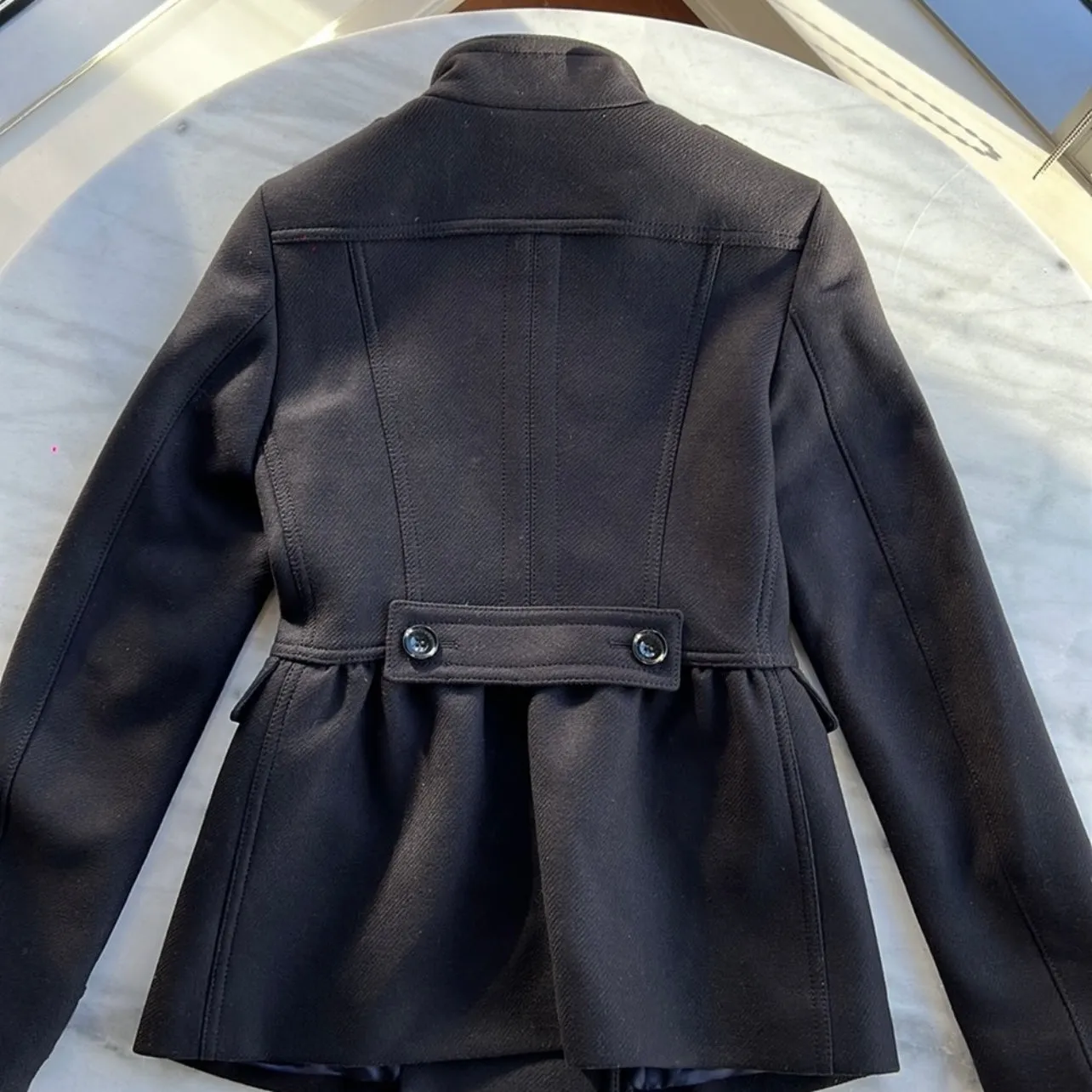 Burberry Adamsleigh Wool Cashmere Peplum Military Coat