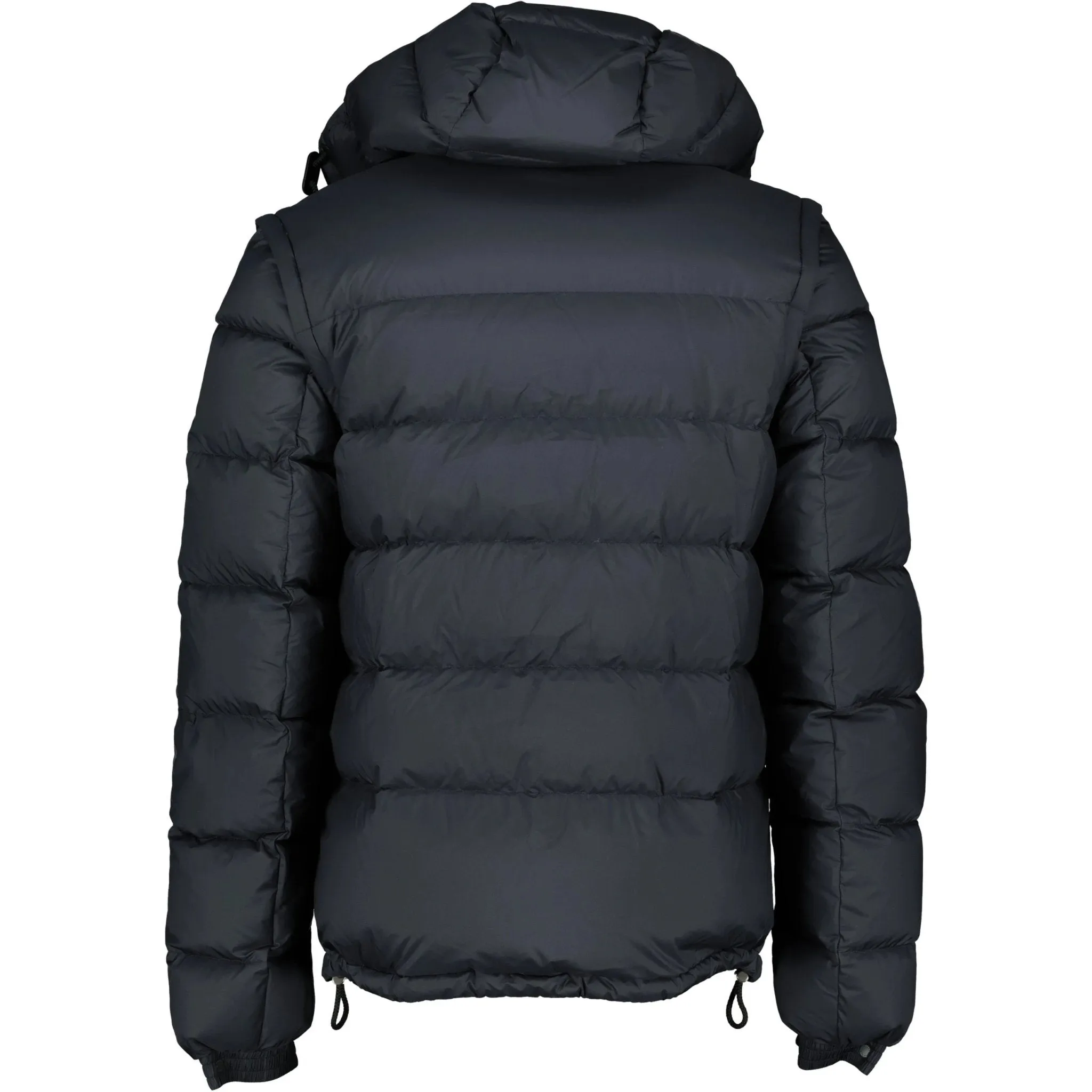 Optimized Title: Burberry Basford Detachable Sleeve Hooded Down Jacket in Navy Blue - Versatile Warmth & Style