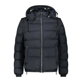 Optimized Title: Burberry Basford Detachable Sleeve Hooded Down Jacket in Navy Blue - Versatile Warmth & Style